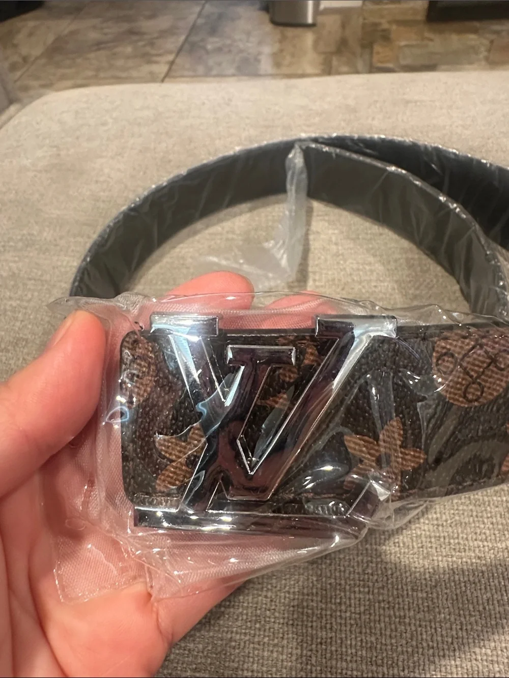 Brown Leather Belt with Silver Buckle